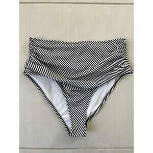 Cupshe Swim Bikini Bottom Multicolor Striped High Waist Swimwear